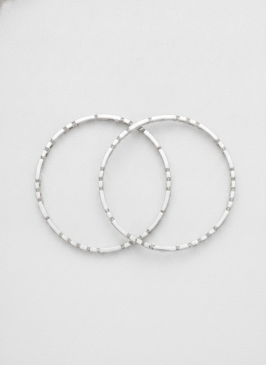925 Silver Geometric Ruby & Cubic Zirconia Bangles
