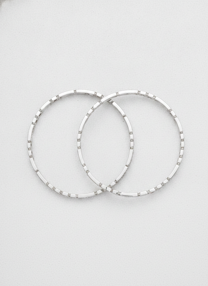925 Silver Geometric Ruby & Cubic Zirconia Bangles