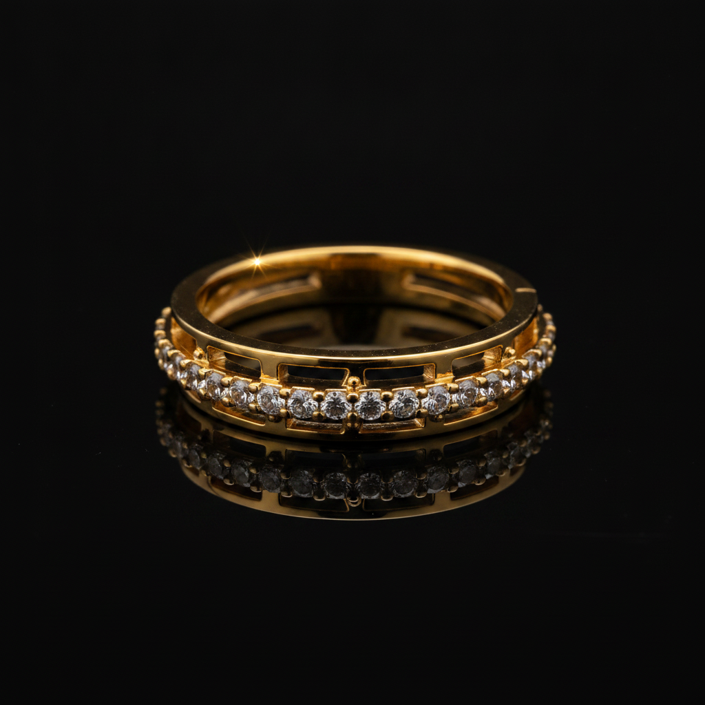 NUGOLD CZ Band Ring for Women With CZ Stone