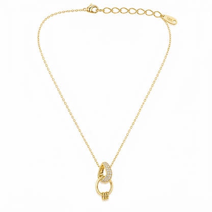 Golden Crystal Link Pendant Necklace for Women