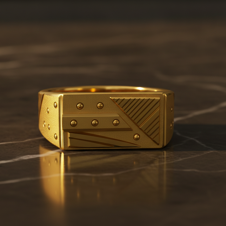 Urban Edge Geometric Textured Statement Ring for Men