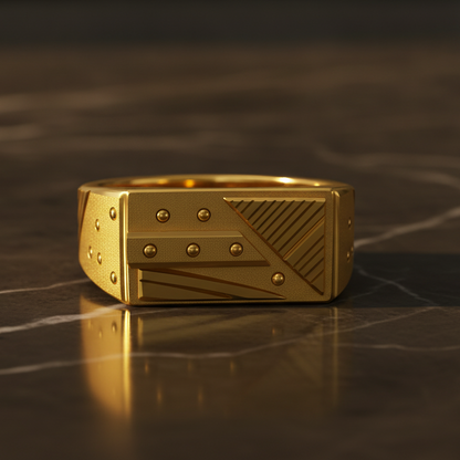 Urban Edge Geometric Textured Statement Ring for Men