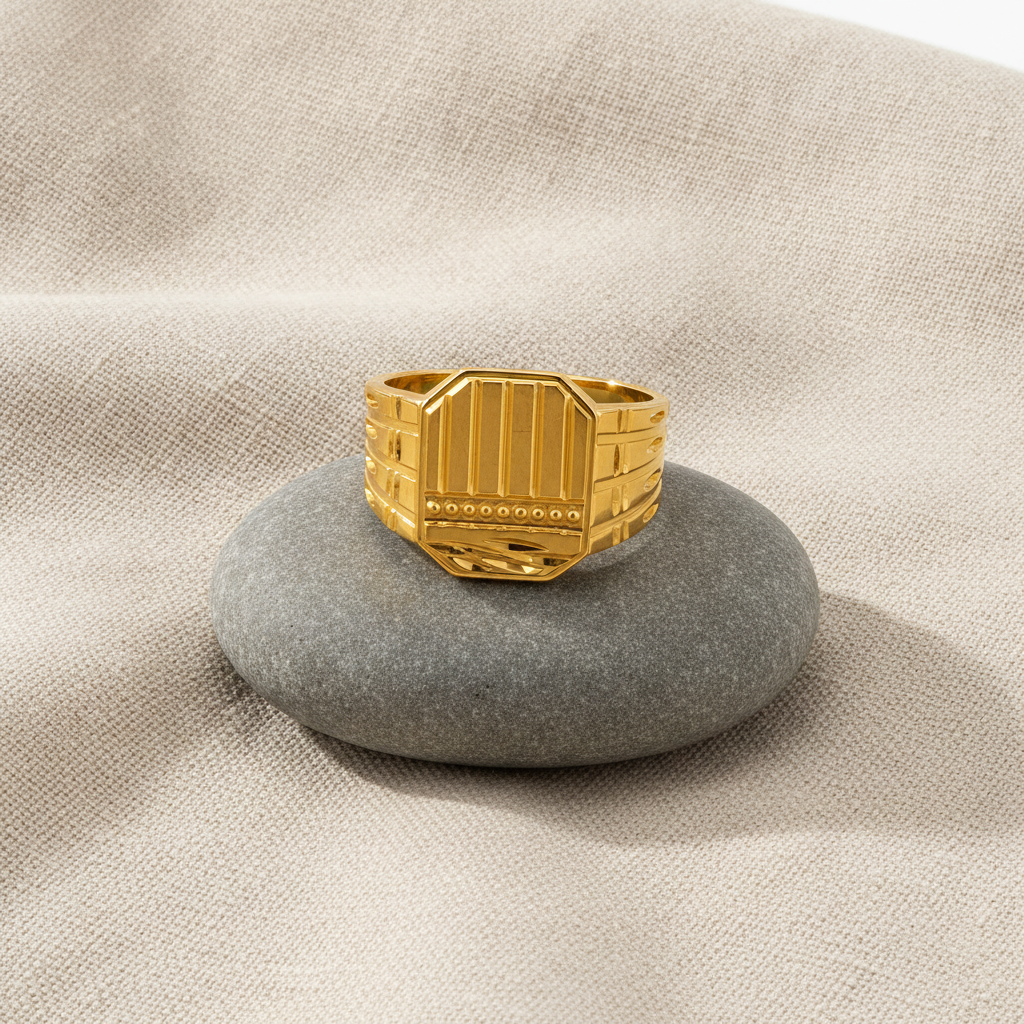 Regal Vertical Engraved Panel Statement Ring