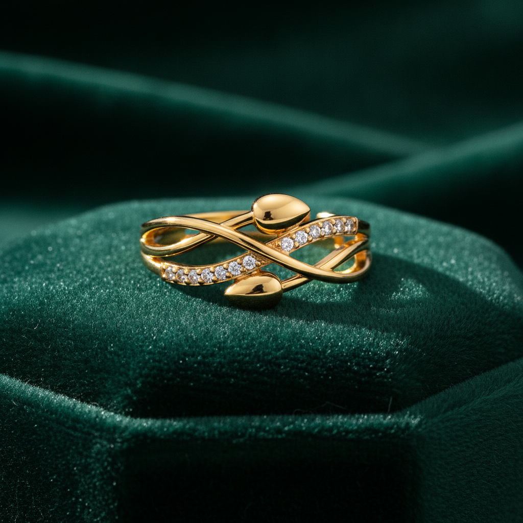 NUGOLD Infinity Leaf CZ Adjustable Ring for Women