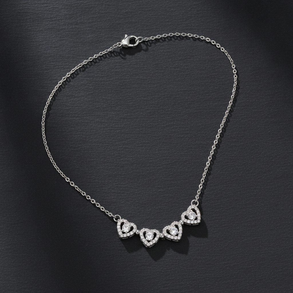Love Sparkle Triple Heart Necklace for Women