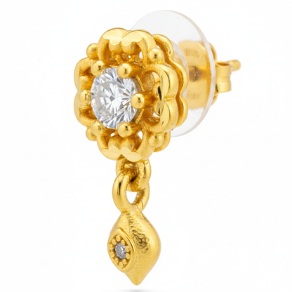 NuGold Blossom Spark Crystal Drop Earrings