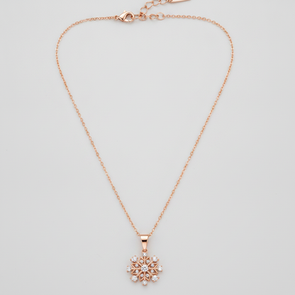 Dazzling Rose Gold Crystal Snowflake Pendant Necklace for Women