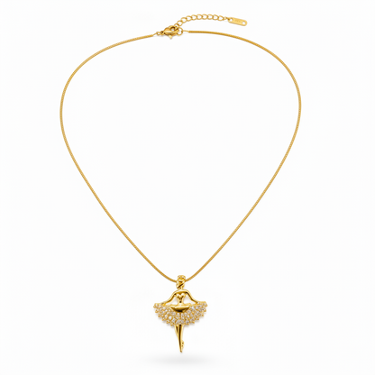 Premium Ballerina Pendant Necklace with CZ Stones