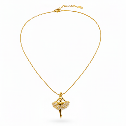 Premium Ballerina Pendant Necklace with CZ Stones