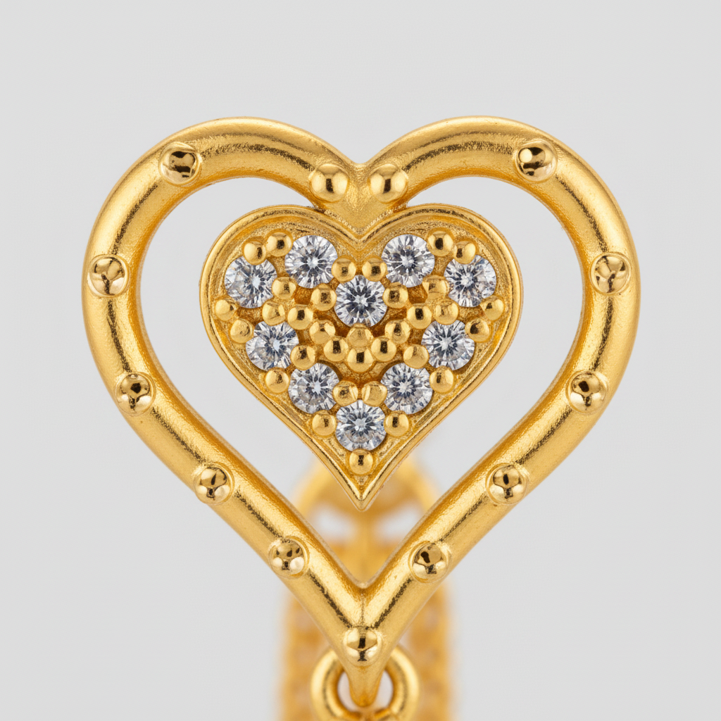 Heart Tassel Stud Earrings for Women