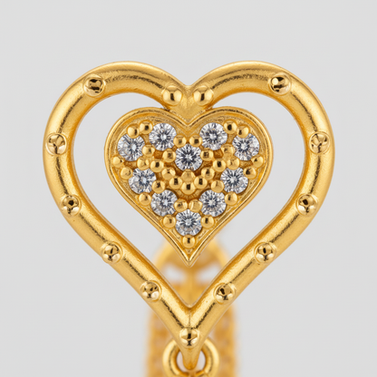 Heart Tassel Stud Earrings for Women