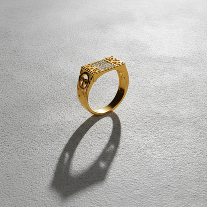 Vintage CZ Ornate Pattern Ring for Men