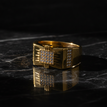 NUGOLD Regal Square Crystal Signet Ring for Men & Boys