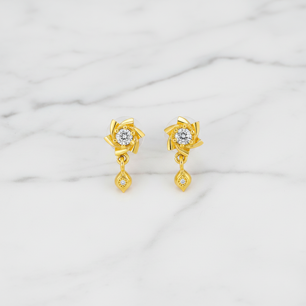NuGold Twinkle Bloom Crystal Drop Earrings