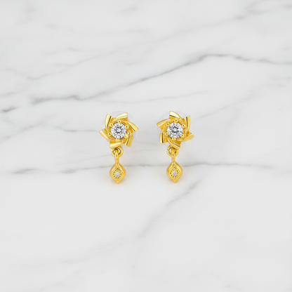 NuGold Twinkle Bloom Crystal Drop Earrings