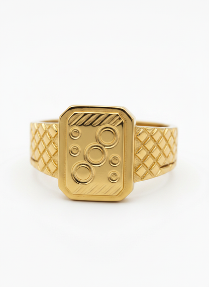 NuGold Geometric Royale Signet Ring