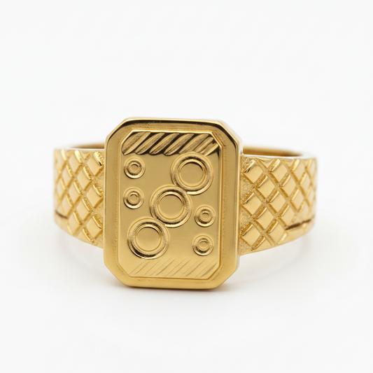 NuGold Geometric Royale Signet Ring