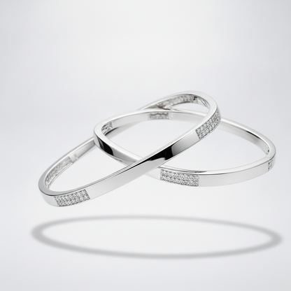 925 Silver Square CZ Bangles for Women