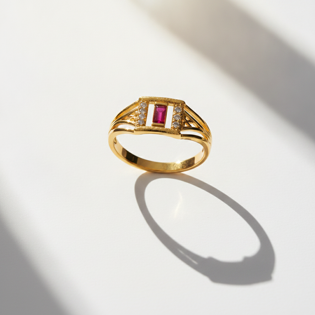 Regal Ruby Horizon Elegance Statement Ring for Women