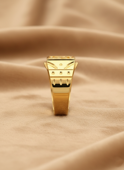 NuGold Royal Engraved Square Signet Gold Ring for Men