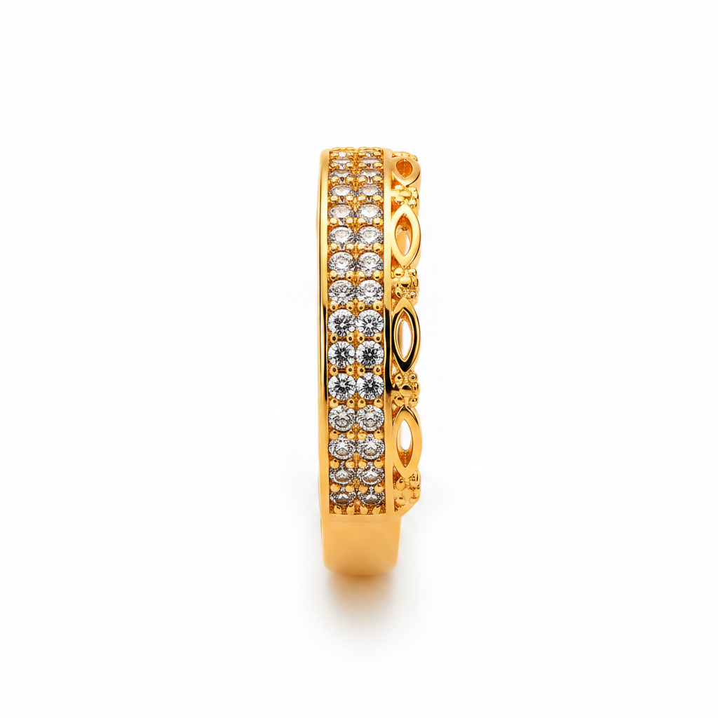 Royal Leafline Pavé Elegance Statement Ring for Women