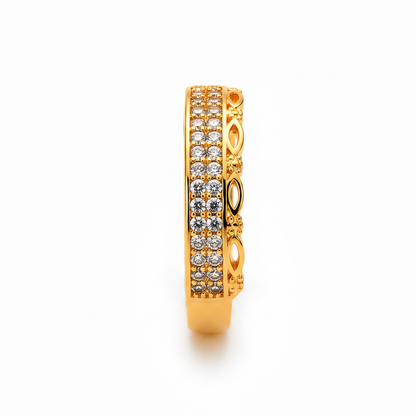 Royal Leafline Pavé Elegance Statement Ring for Women