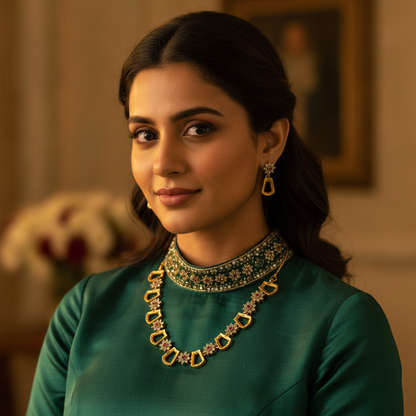 NUGOLD Scarlet Sparkle Gold-Plated Necklace Set