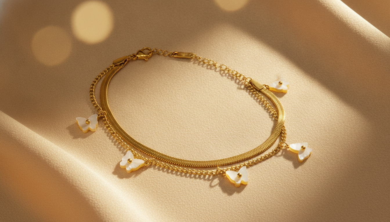 NUGOLD Double Layer Butterfly Bracelet