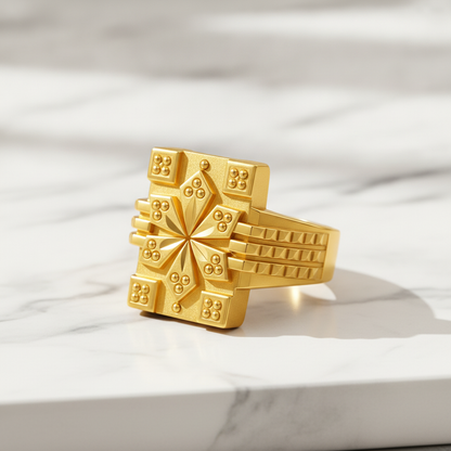 Royal Bloom Geometric Statement Ring for Men