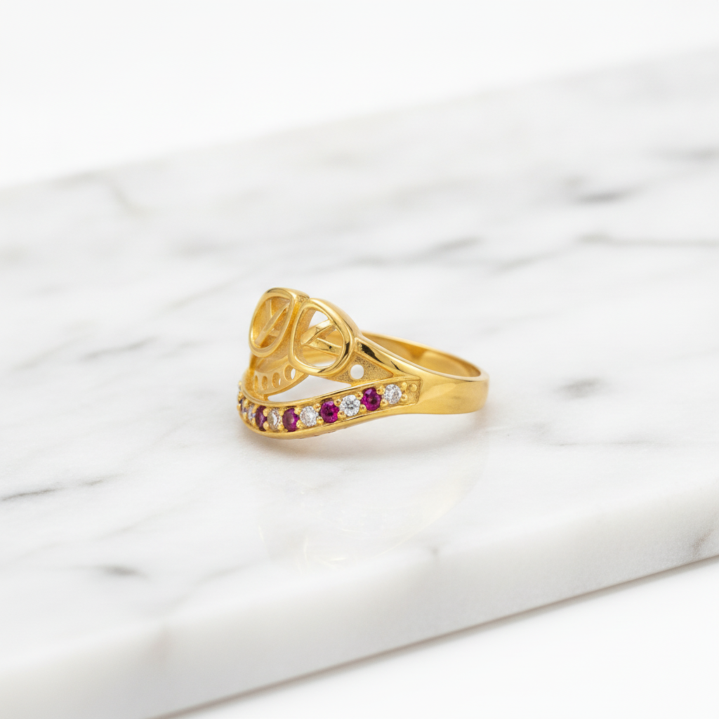 Royal Swirl Ruby Pavé Statement Ring