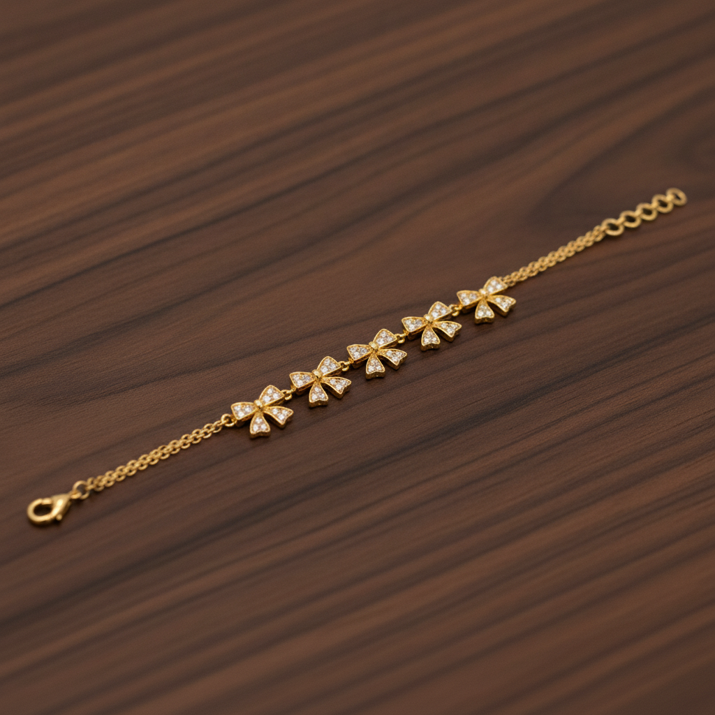 Imperial Sparkling Bow Chain Bracelet for Women & Girls