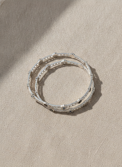 925 Silver Flower Pattern Bangles