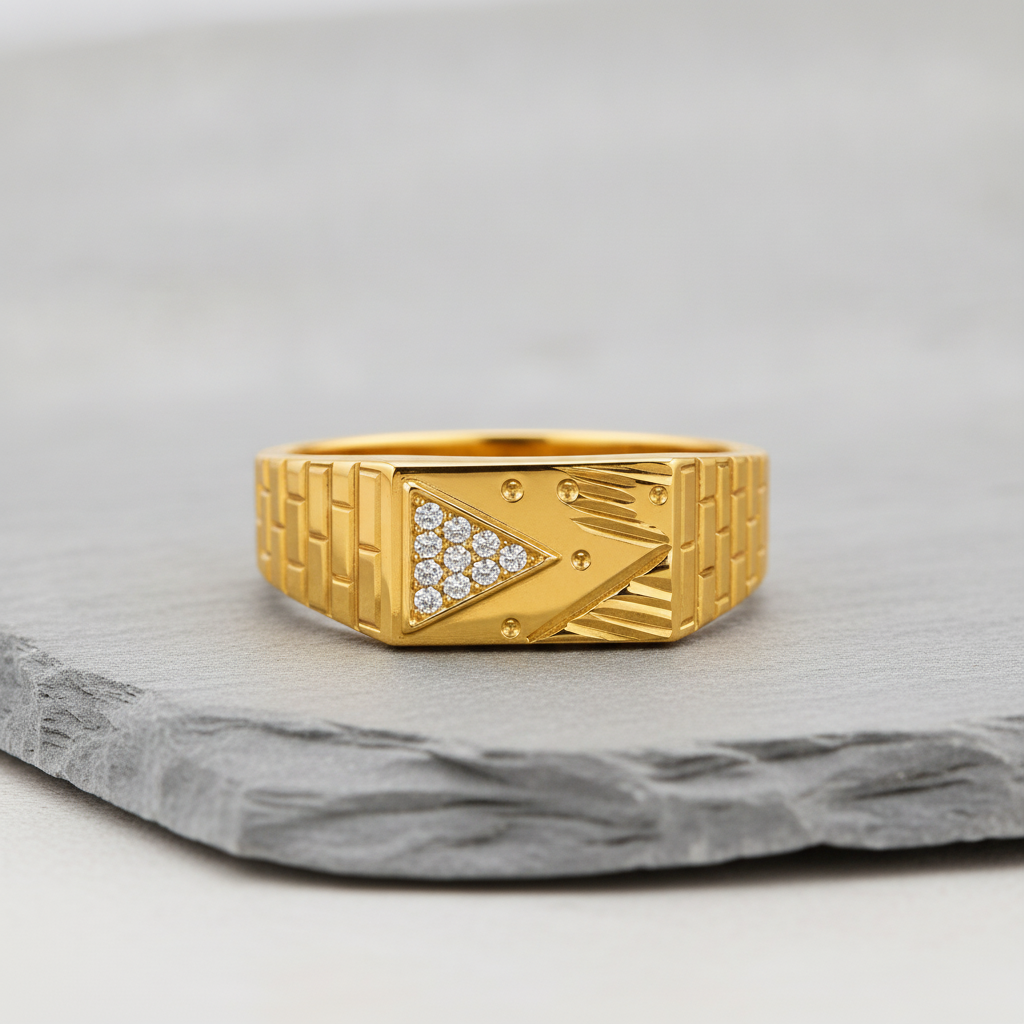 Classic Crystal CZ Triangle Statement Ring for Men