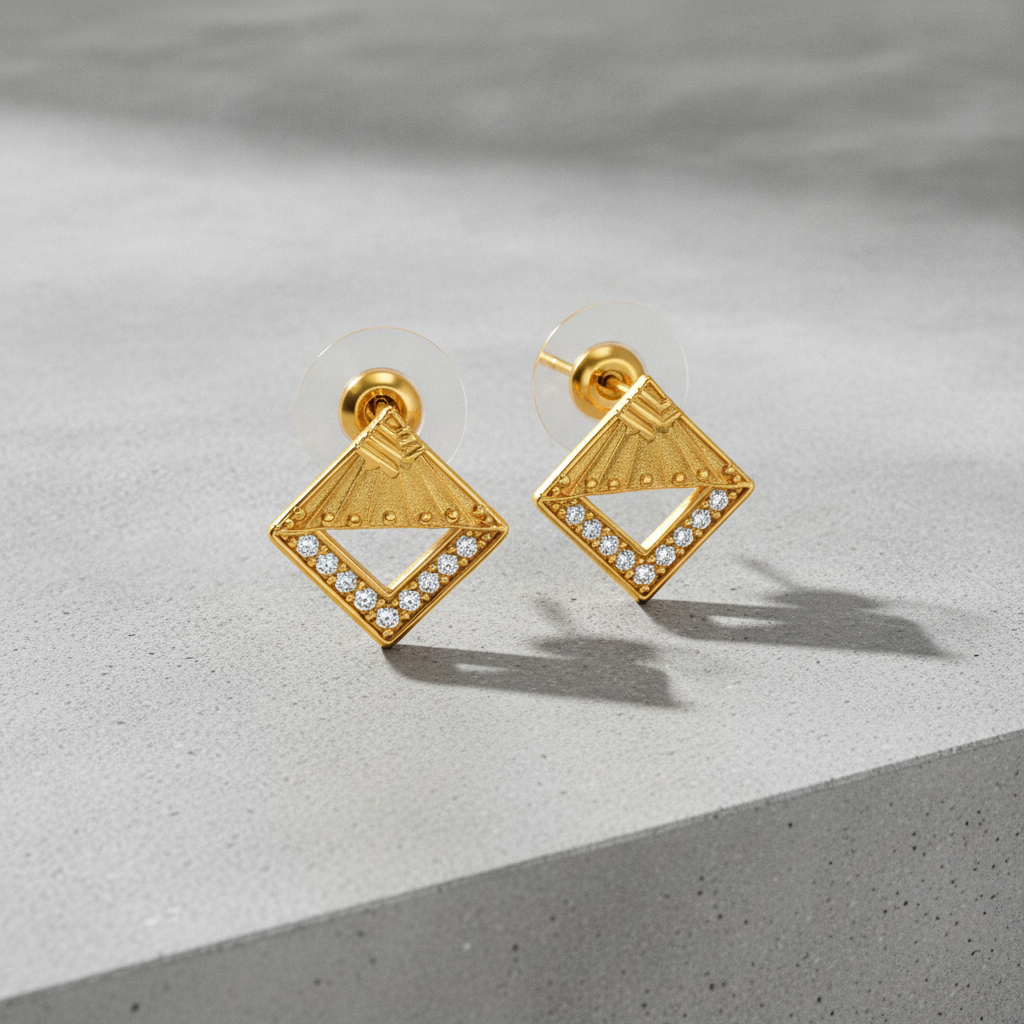 Celestial Faceted V-Chassis Ear-Studs