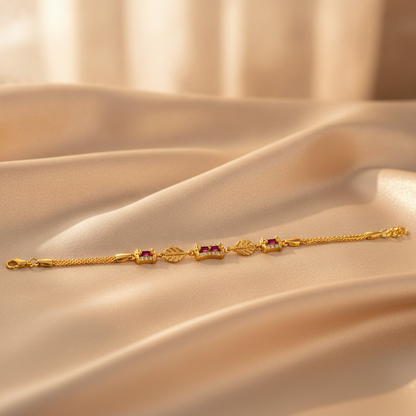 Imperial Ruby Baguette Link Bracelet for Women & Girls