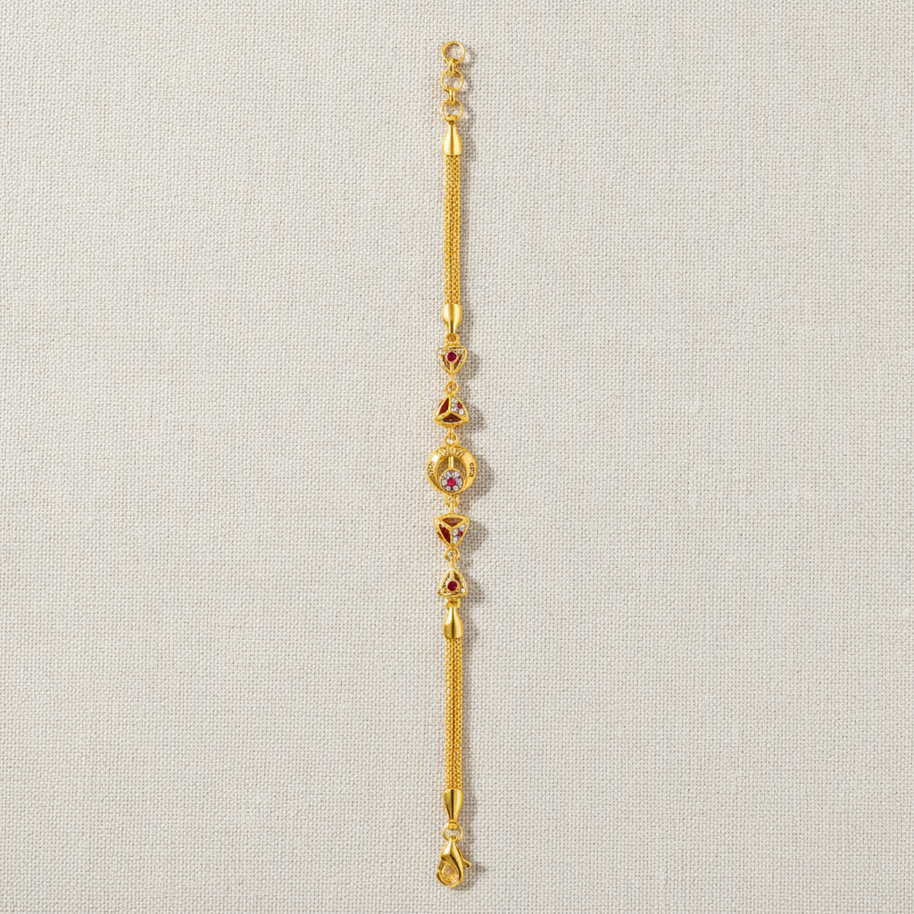 Luxury Ruby Trinity Charm Bracelet for Women & Girls
