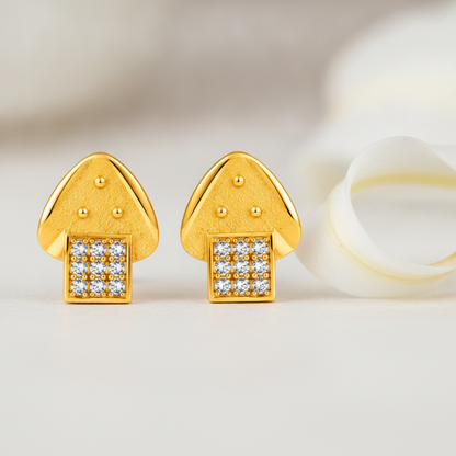 Celestial Tri-Beaded Cap Ear-Studs Earring