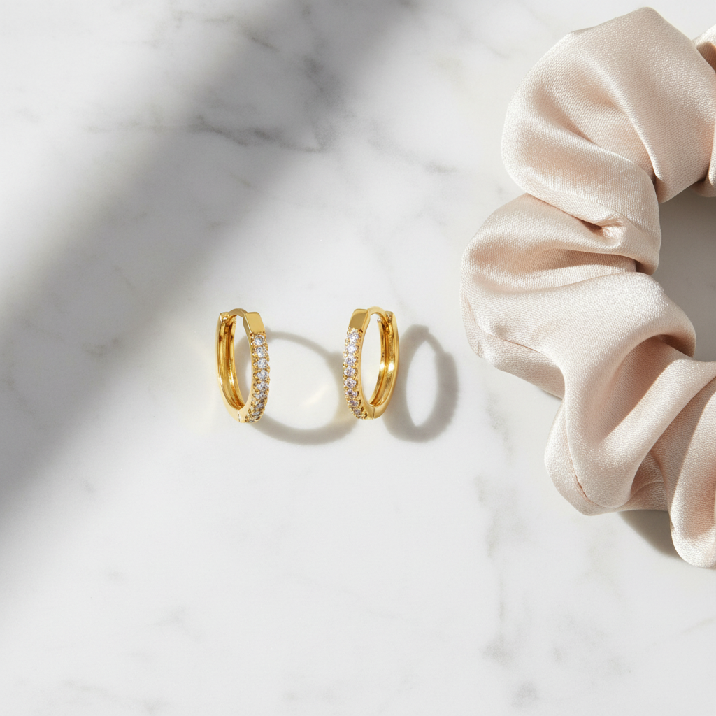 NuGold Diamond Hoop Earrings for Women & Girls