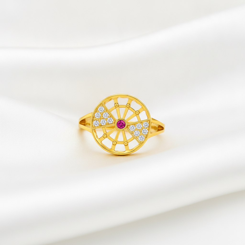 Regal Radiant Wheel Statement Ring For Women