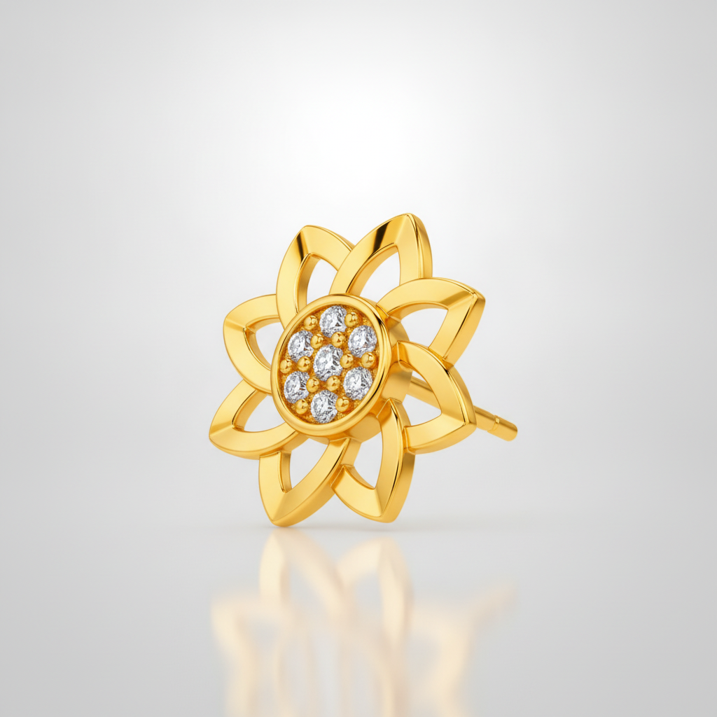 Elegant Floral Halo Sparkle Stud Earrings