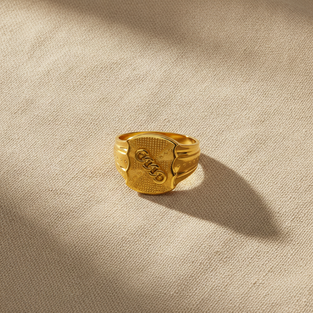Regal Interlock Crest Statement Ring for Men