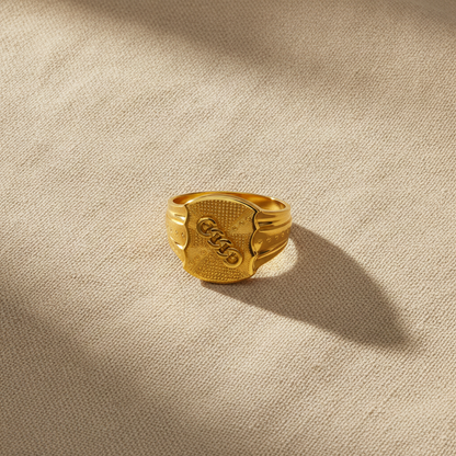 Regal Interlock Crest Statement Ring for Men