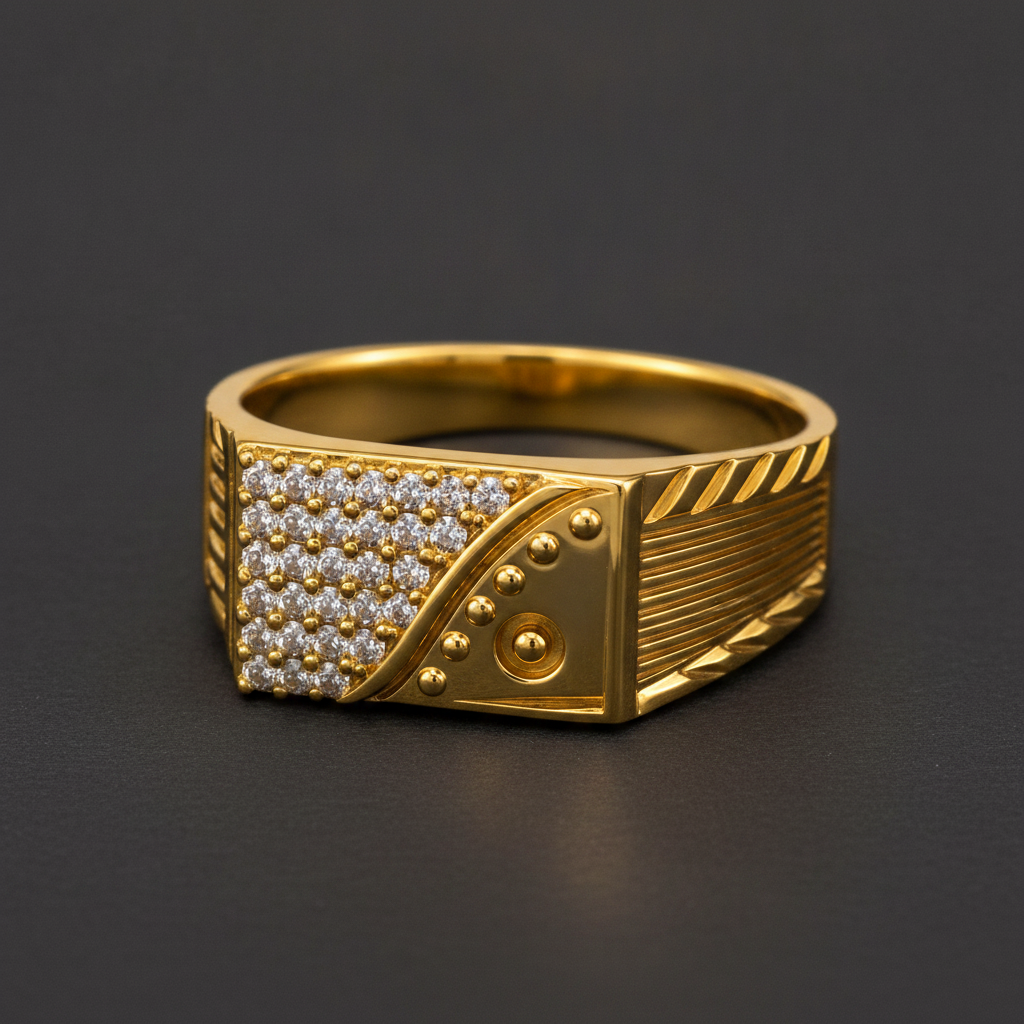 Regal Crystal Wave Statement Ring for Men