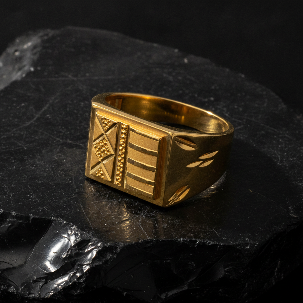 Royal Geometric Heritage Signet Ring for Men