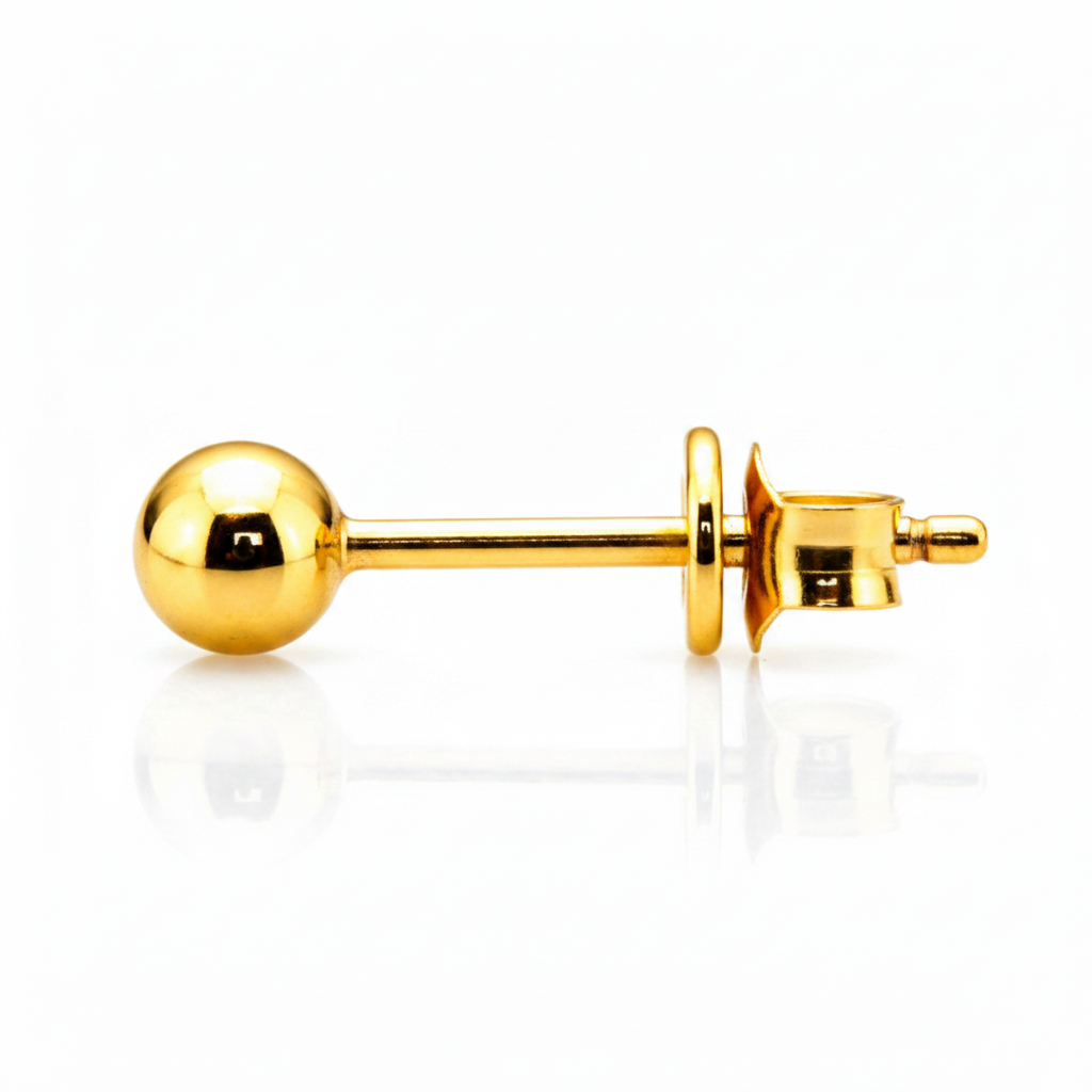NuGold Minimalist Gold-Toned Ball Stud Earrings for Women