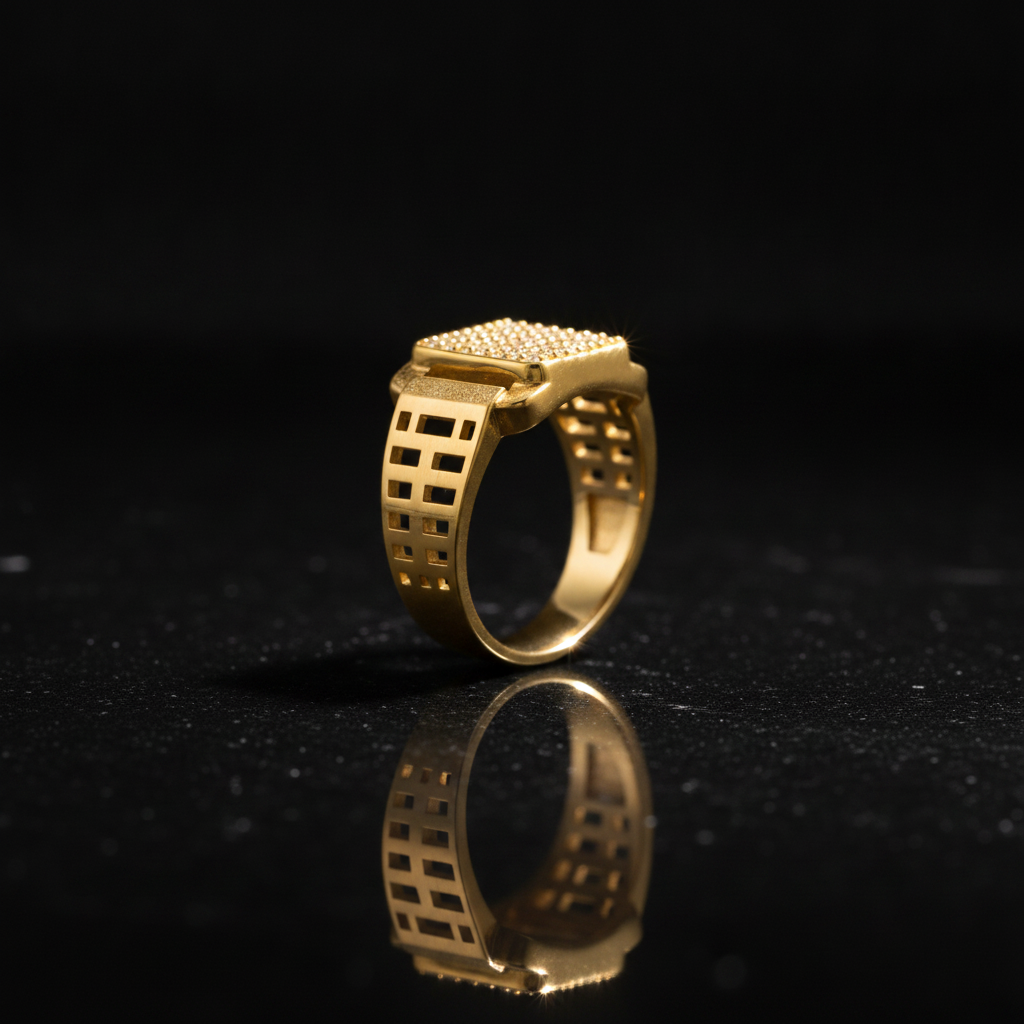 Royal Gridstone Crystal Statement Ring for Men