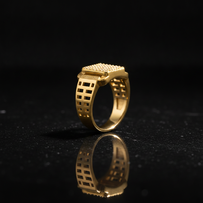 Royal Gridstone Crystal Statement Ring for Men