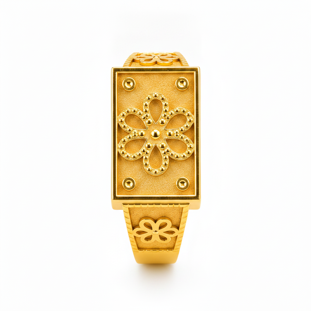 Royal Bloom Heritage Gold Statement Ring for Men