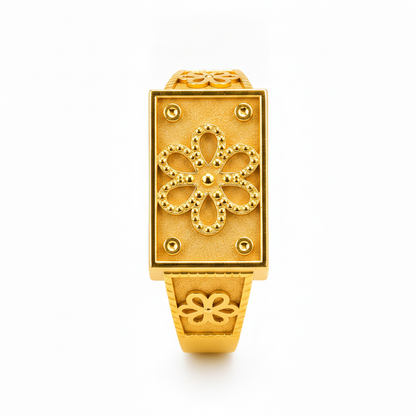 Royal Bloom Heritage Gold Statement Ring for Men