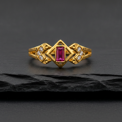 Regal Ruby Prism Embrace Statement Ring for Women